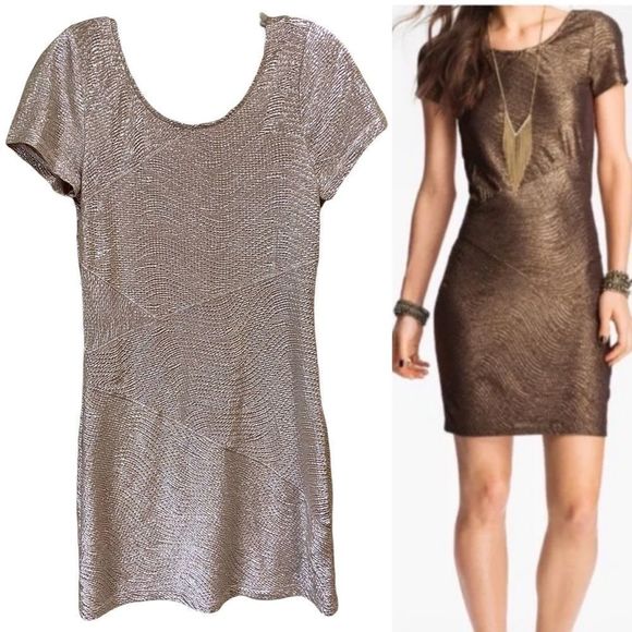 Free People Dresses & Skirts - Free People Sz Sm Gold Metallic Mini Cocktail Dress